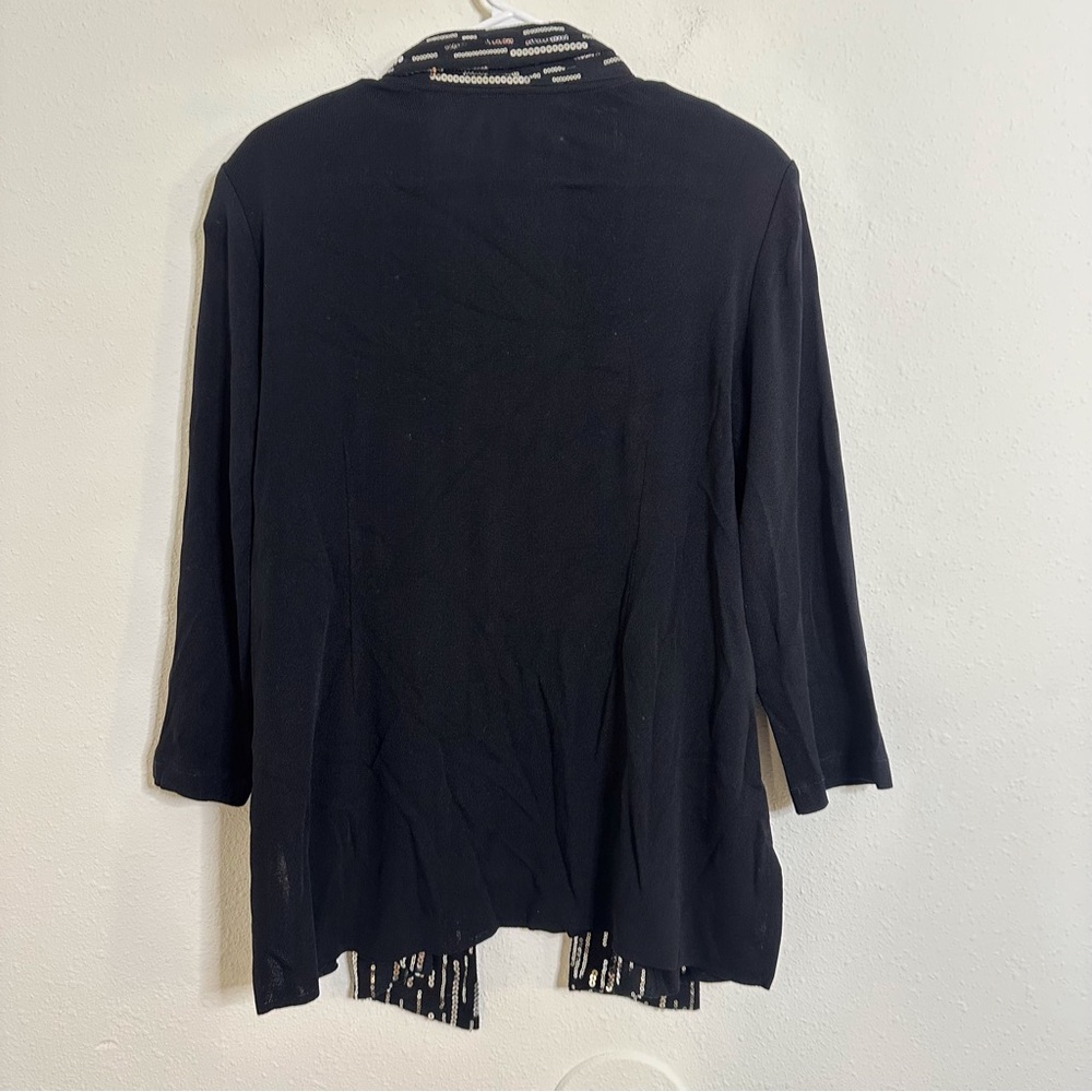 Misook Sequin Shawl Collar Open Front Blazer Card… - image 2